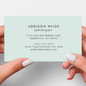 Moderne Girly Pastel Mint Minimalistische Kalligra Visitenkarte