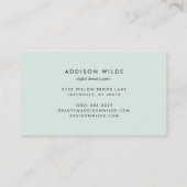 Moderne Girly Pastel Mint Minimalistische Kalligra Visitenkarte (Rückseite)