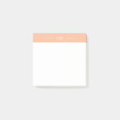 Moderne, Girly Peach Pink Monogram Initialen Post-it Klebezettel (Vorderseite)