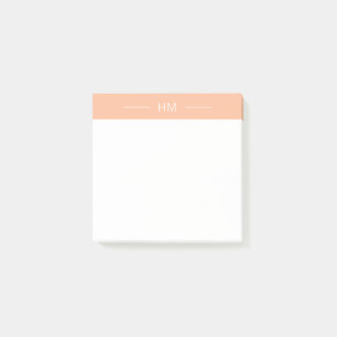 Moderne, Girly Peach Pink Monogram Initialen Post-it Klebezettel