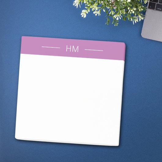 Moderne Girly Pink Monogram-Initialen Post-it Klebezettel