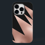 Moderne Girly Rose Gold Black Geometric Case-Mate iPhone 14 Pro Hülle<br><div class="desc">Dieses moderne und schicke Muster ist perfekt für die trendige und stilvolle Frau. Es verfügt über ein Imitat gedruckte Rose Gold-Folie und schwarz geometrische Dreieck Zickzack Farbblöcke. Es ist ein elegantes, hübsches und modernes Design! ***WICHTIGE HINWEIS FÜR DESIGN: Für individuelle Designanfragen, wie z.B. passende Produktanfragen, Farbänderungen, Platzierungsänderungen oder andere Änderungswünsche,...</div>