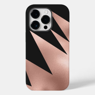 Moderne Girly Rose Gold Black Geometric Case-Mate iPhone 14 Pro Hülle