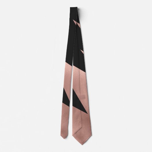 Moderne Girly Rose Gold Black Geometric Krawatte (Rückseite)