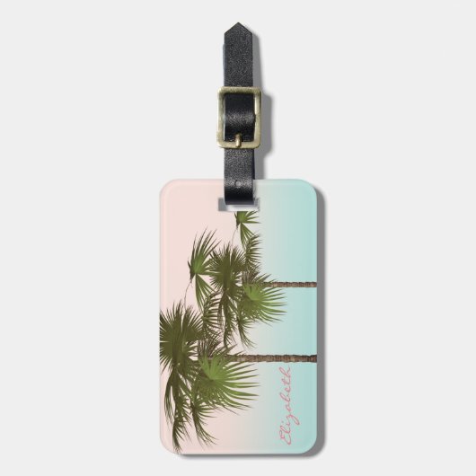 Moderne Girly Tropical, Palme Tree Gepäckanhänger (Vorderseite vertikal)