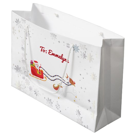 Moderne Girly Unicorn Große Geschenktüte (Vorderseite Schrägansicht)