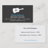 Moderne Gitarre Silhouette Musiker Dunkelgrau Visitenkarte (Vorne/Hinten)