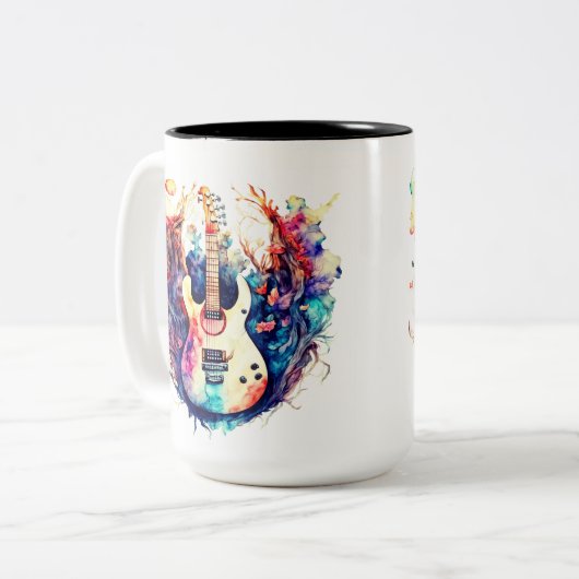 Moderne Gitarre Zweifarbige Tasse (Vorderseite Links)