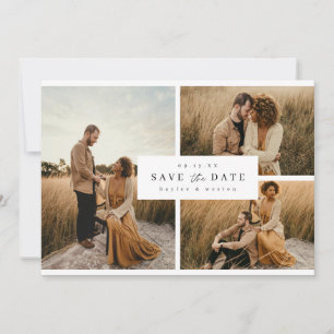 Moderne Gitter-Ankündigungskarte zum Speichern des Save The Date