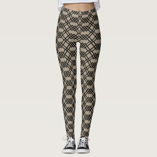 Moderne Gitter Geometrie Taupe & Black Leggings