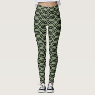 Moderne Gittergeometrie, grüne Jade und schwarz Leggings