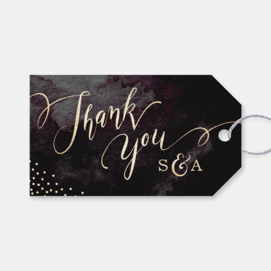 Moderne Glam Black Imitats Goldkalligraphie Vielen Geschenkanhänger (Vorderseite (Horizontal))