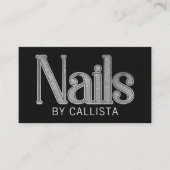 Moderne Glam Black Silver Glitzer Nails Visitenkarte (Vorderseite)