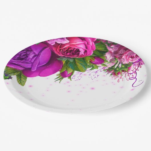 Moderne Glam Chic Blume für jeden Anlaß Pappteller (Schrägansicht)