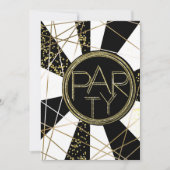 Moderne Glam Deko Schwarz-weiß Gold Geburtstagspar Einladung (Vorderseite)