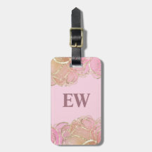 Moderne Glam Elegante Monogram Pink Imitate Gold A