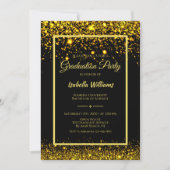 Moderne Glam Gold Glitzer Graduation Party Einladung (Vorderseite)