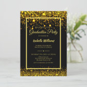 Moderne Glam Gold Glitzer Graduation Party Einladung (Stehend Vorderseite)