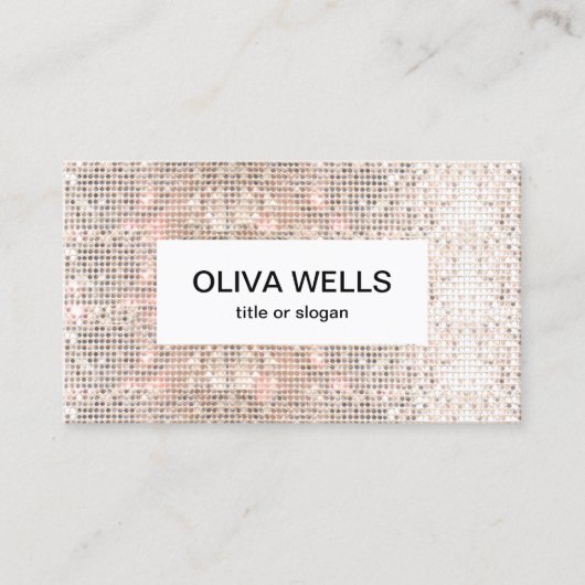 Moderne Glam Imitate Silver Sequin Visitenkarte (Vorderseite)