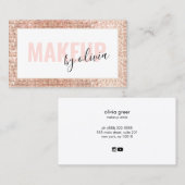 Moderne Glam Makeup Artist Rose Gold Visitenkarte (Vorne/Hinten)