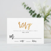 MODERNE GLAM WEDD Response RSVP Karte (Stehend Vorderseite)