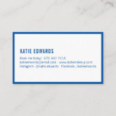 Moderne Glam weiß blaue Straße Zeichen Makeup Küns Visitenkarte (Rückseite)