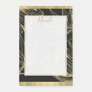 Moderne Glamour Gold & Schwarze Tropische Botanisc Post-it Klebezettel