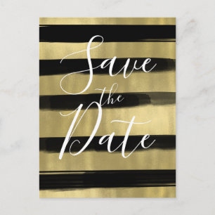 Moderne Glamour Schwarz Gold Farbauftrag Save-the- Ankündigungspostkarte
