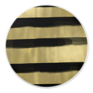 Moderne Glamour Schwarz & Gold Pinselstrich Streif Keramikknauf