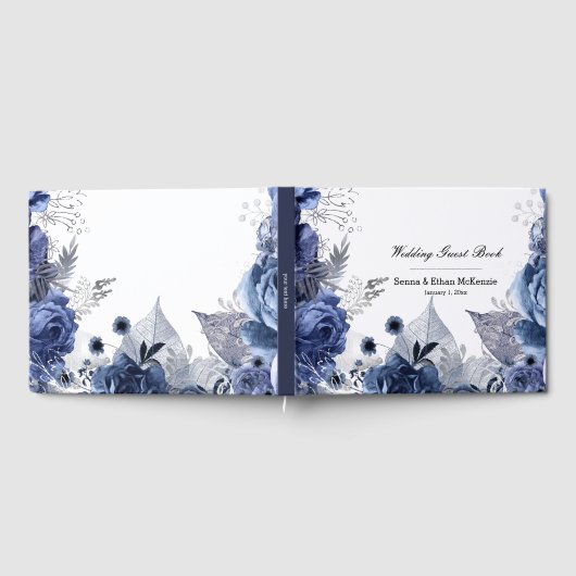 Moderne glamouröse Blume Gästebuch (Voll)