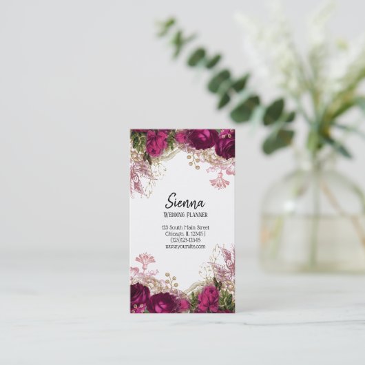 Moderne glamouröse Blume Visitenkarte (Stehend Vorderseite)