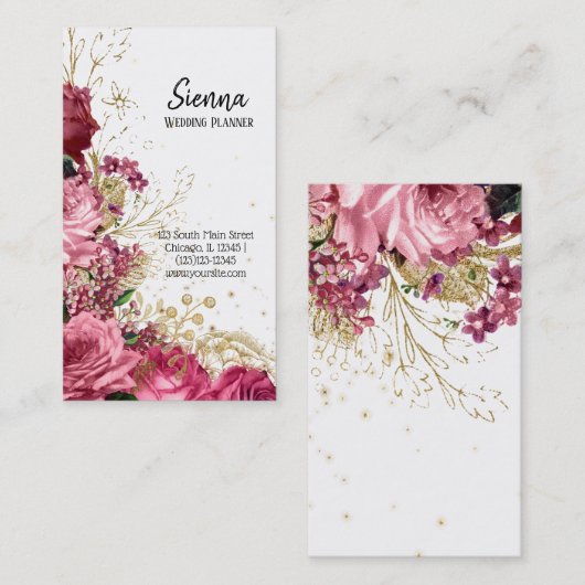 Moderne glamouröse Blume Visitenkarte (Vorne/Hinten)