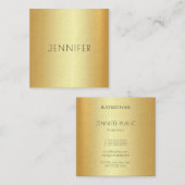 Moderne glamouröse Gold-Look Elegante einfache Vor Quadratische Visitenkarte (Vorne/Hinten)