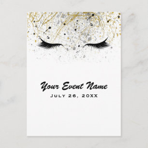 Moderne glamouröse goldene silberne schwarze Wimpe Postkarte