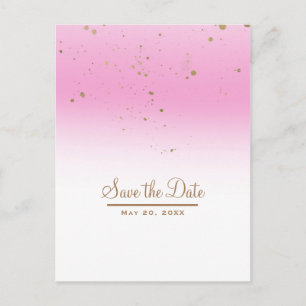Moderne glamouröse Hochzeit Pink & Gold - Save the Ankündigungspostkarte