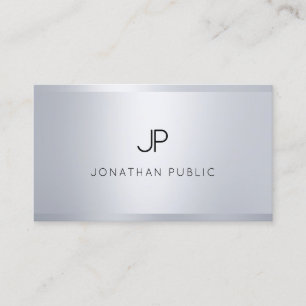 Moderne glamouröse Silber-Look Elegante Monogram T Visitenkarte