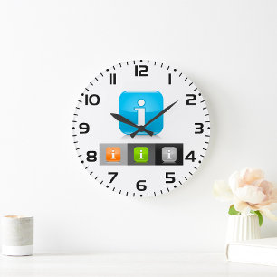 Moderne glänzende Informationssymbole Große Wanduhr