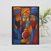 Moderne Glasmalerei Drei Weise Männer Einladung (Stehend Vorderseite)