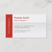 Moderne glatte Innenarchitektur-Rot-Visitenkarten Visitenkarte (Rückseite)