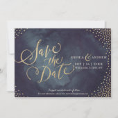 Moderne Glattgold-Glitzer-Kalligraphie Save the Da Save The Date (Vorderseite)