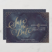 Moderne Glattgold-Glitzer-Kalligraphie Save the Da Save The Date (Vorne/Hinten)