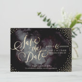 Moderne Glattgold-Kalligraphie Save the Date (Stehend Vorderseite)