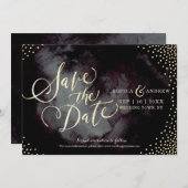 Moderne Glattgold-Kalligraphie Save the Date (Vorne/Hinten)