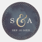 Moderne Glattlebeernacht Imitate Gold Glitzer Mono Runder Aufkleber (Vorderseite)