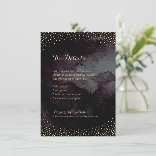 Moderne Glattleder Schwarz-Imitate Gold Glitzer De Begleitkarte (Stehend Vorderseite)