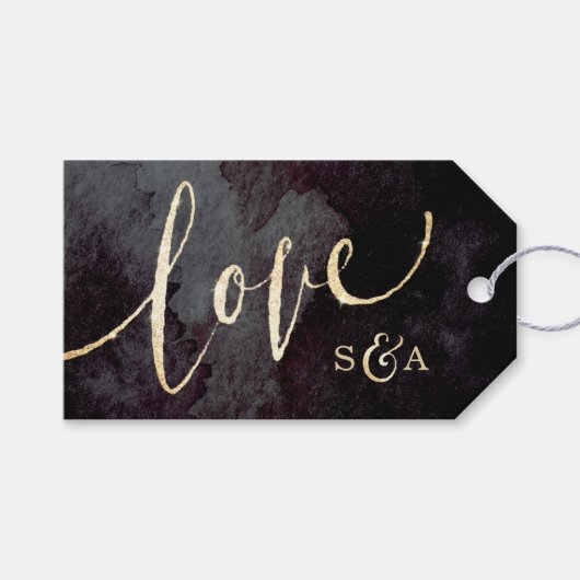 Moderne Glattleder Schwarze Imitate Gold Glitzer K Geschenkanhänger (Vorderseite (Horizontal))