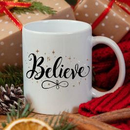 Moderne "Glaube"-Script Weihnachtskaffee-Tasse Kaffeetasse