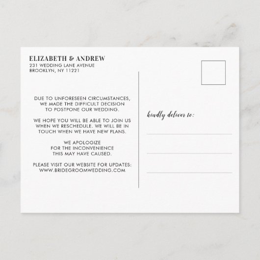 Moderne gleiche Liebe Neue Pläne Änderung des Datu Ankündigungspostkarte (Rückseite)