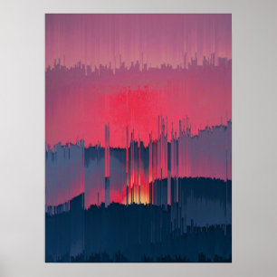 Moderne Glitch-Horizon-Wandkunst Poster