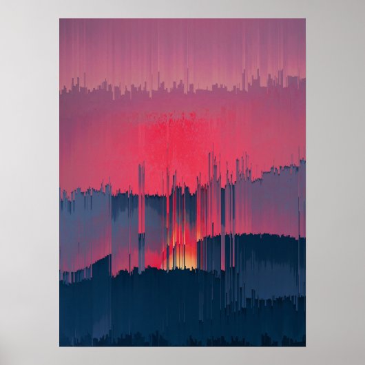 Moderne Glitch-Horizon-Wandkunst Poster (Vorne)